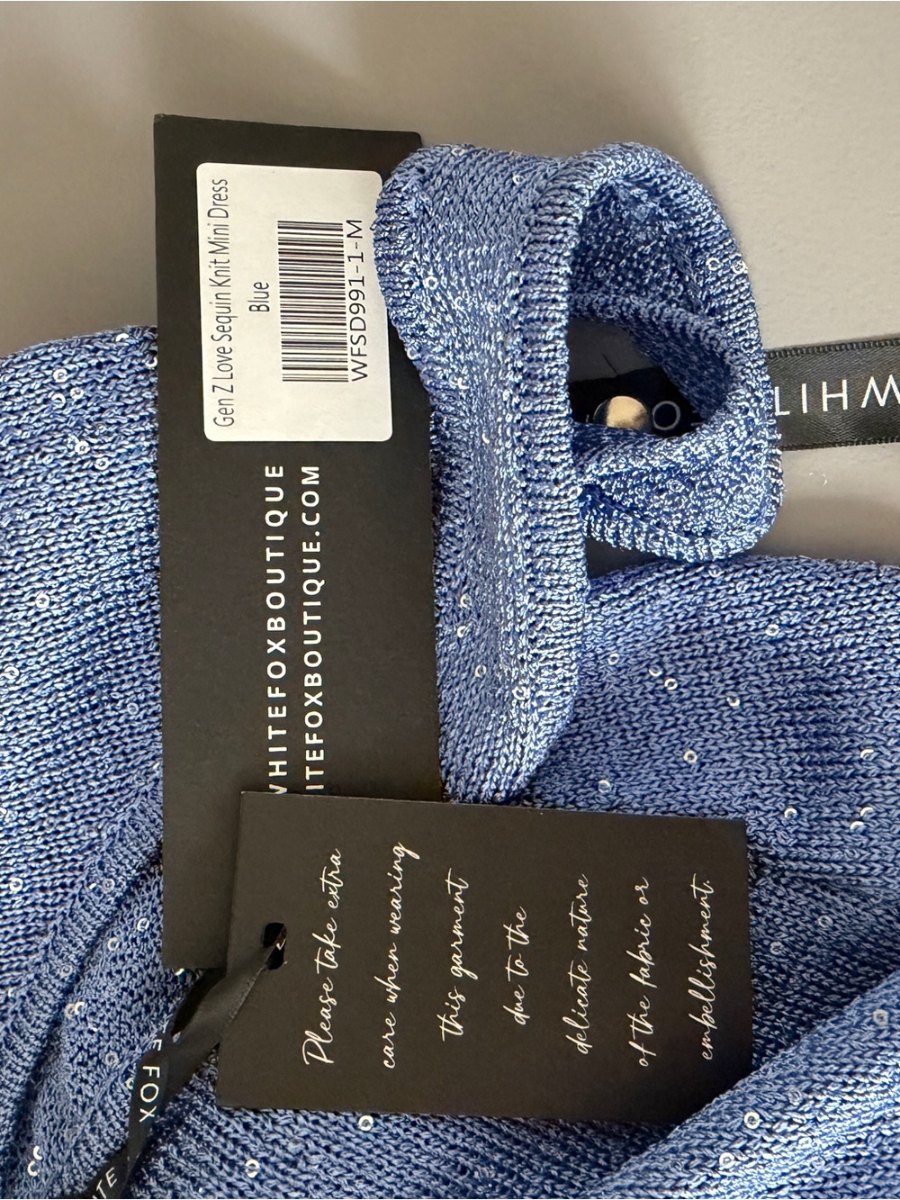 Gen Z Love Sequin Knit Mini Dress Blue - Picture 4 of 4